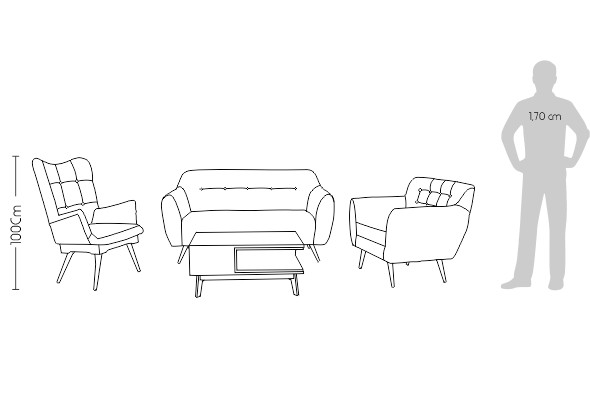 sofá oikos + silla oikos + silla cassoni + mesa damara