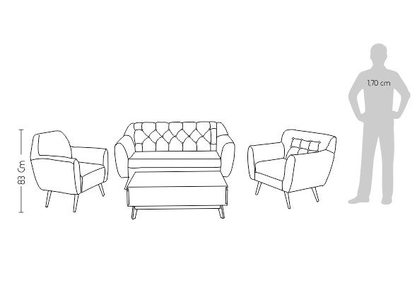 sofá provenza + silla oikos + silla menfis + mesa provenza