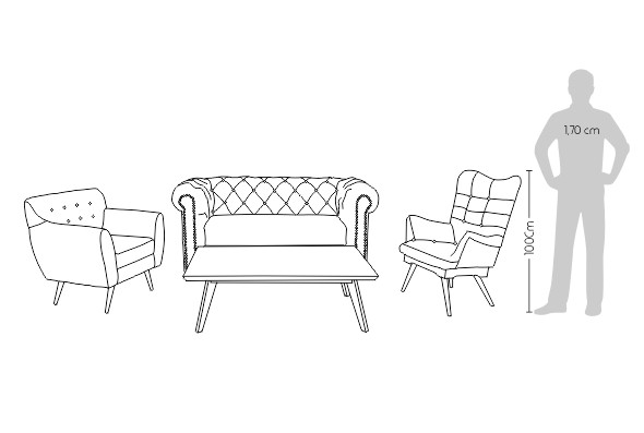 sofá london + silla oikos + silla cassoni + mesa oikos